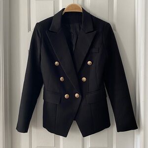 Double Breasted Balmain Style Black Blazer Jacket